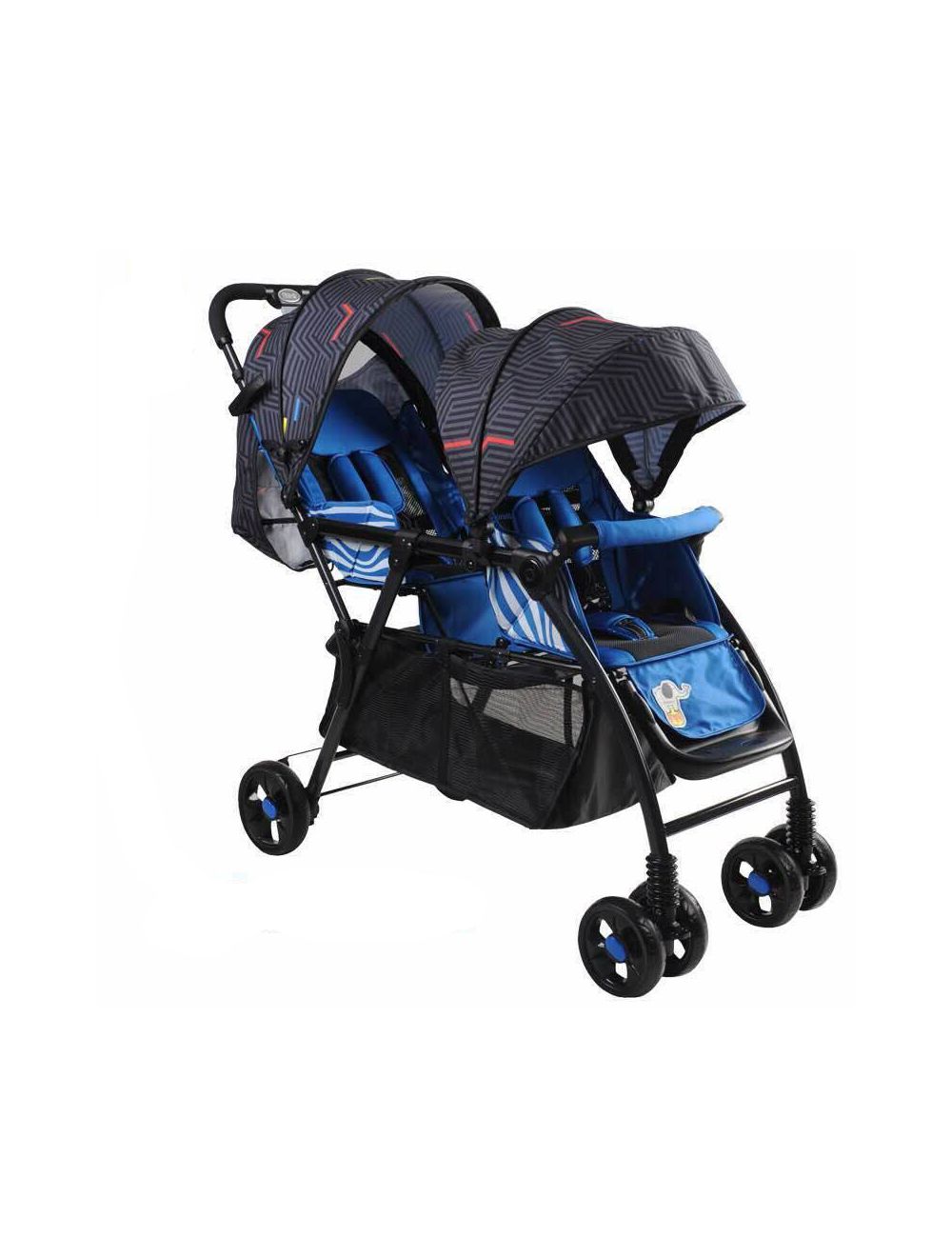 Joymaker Twin Baby Stroller Blue & Black